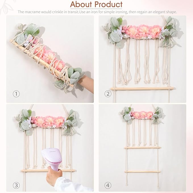 POVETIRE Headband Holder Hair Bows Organizer for Girls, Hair Accessories Display Storage Wall Hanging Decor for Baby Nursery Toddler Girls Room