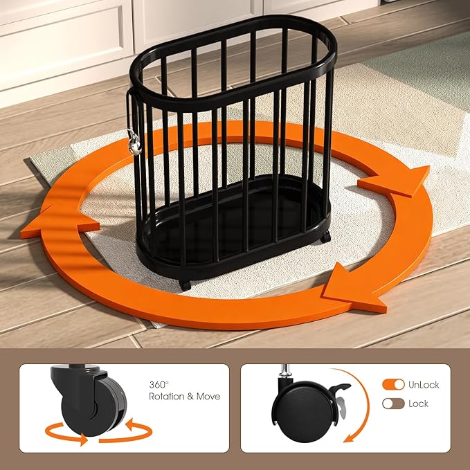 Rolling Laundry Basket with Wheels, Portable Hamper