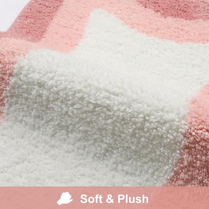 HAOCOO Pink Bathroom Rugs Washable, 18x25 inch Soft Non Slip Funny Bathroom Decor Cute Bath Mat, Luxury Soft Microfiber Absorbent Bathmat Floor Carpet for Shower Tub Bedroom