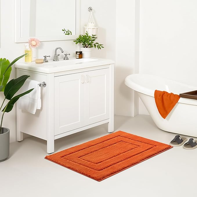 GRANNY SAYS Bathroom Rugs Non Slip, 24" x 36", Bath Rugs for Bathroom Washable, Bath Mats for Floor, Microfiber Bath Mat for Tub, Absorbent Bath Rugs for Shower Room, Orange