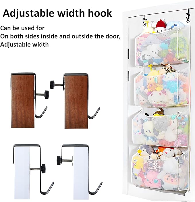 Toread Upgraded Over the Door Stuffed Animal Organizer – Adjustable No-Damage Hooks, 3D Design with 50% More Capacity, for Plushies, Stuffed Animals & Toy Storage