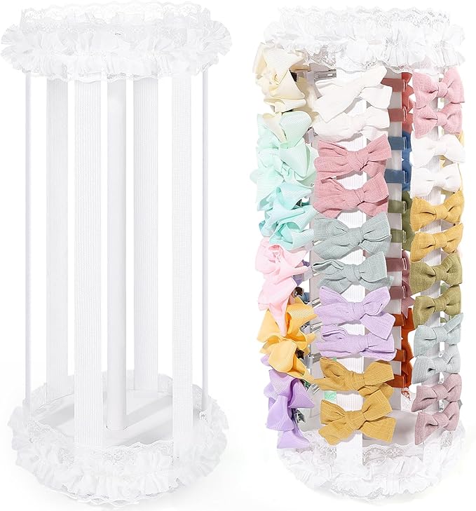 POVETIRE Bow Holder for Girls Hair Bows,White Hair Bow Organizer, Hair Clips Stand Hair Accessories Rack Display Decors Baby Nursery Toddler Girls Room