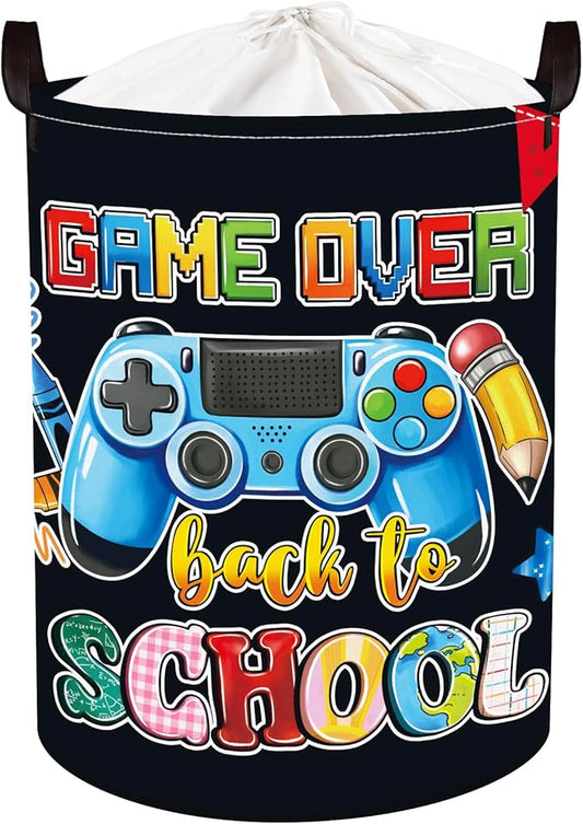 Clastyle Cool Game Storage Basket Kid Game Controller Clothes Laundry Hamper Collapsible Boy Toy Box for Nursery Palyroom,School Black,36 * 45 cm