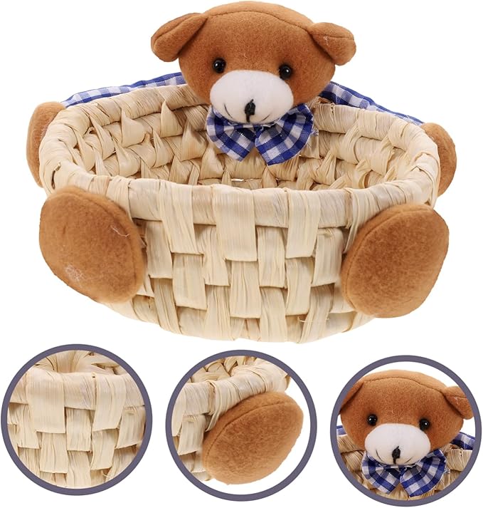 Sundries Woven Storage Basket Handwoven Decorative Container for Organizing Snacks Toys and Items Stylish and Corn Bran Material for Home Nursery Use
