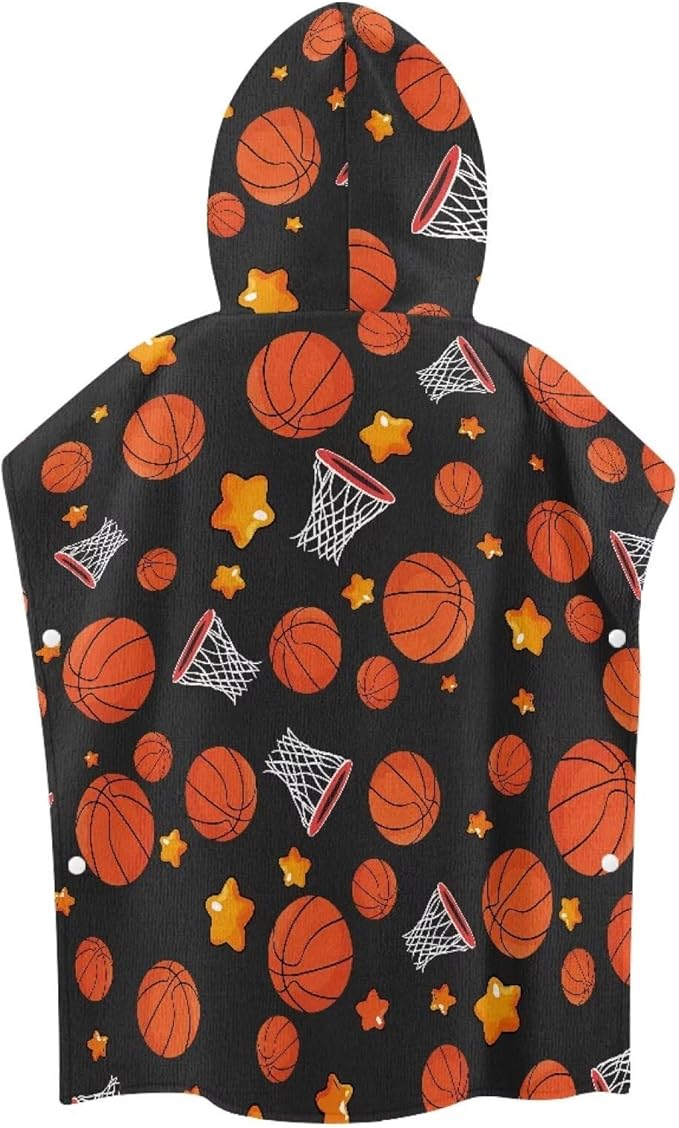 Basketball Stars Kids Hooded Beach Bath Towel Soft Towel Highly Absorbent Perfect Baby Bath Shower Decoration for Baby Boy Girl Bathroom Beach Swim Supplies