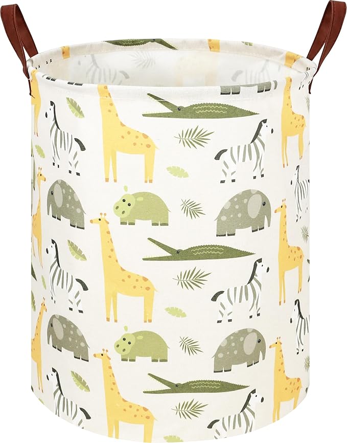 Kids Laundry Hamper,Green Laundry Basket,Baby Nursery Hamper,Waterproof Storage Bin,Clothes Organizer Basket,Room Decor(Green Animal)