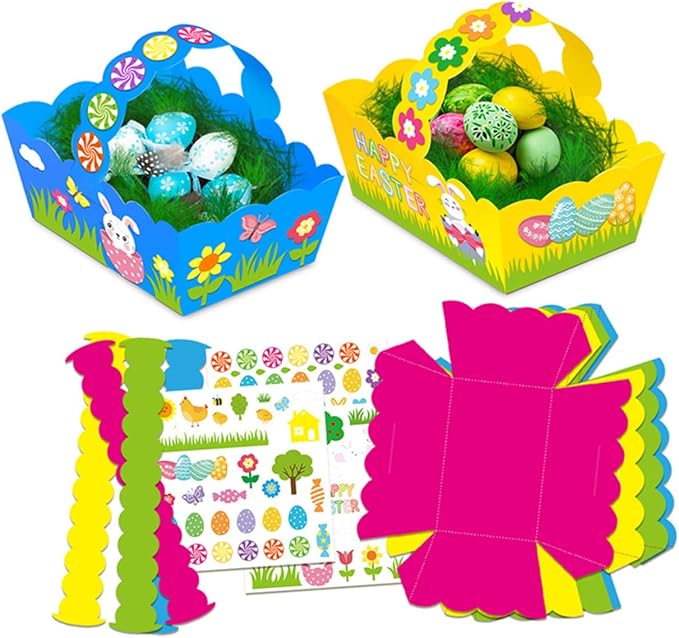 Toyvian 1set Easter Bunny Basket Hunt Baskets with Stickers for Festive Celebrations for Boys and Girls Activities and Family Gatherings Random Color