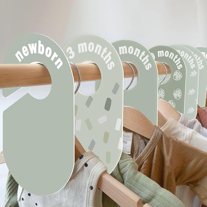 Baby Closet Dividers 8 Pack – Baby Clothes Organizer, Green Leaf Baby Closet Organizer for Neutral Nursery, Baby Clothes Dividers for Closet (Green)