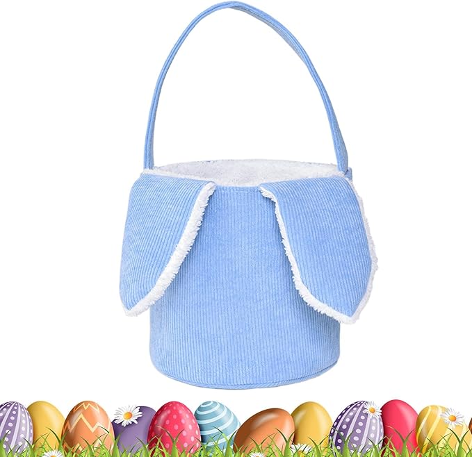 Bunny Egg Hunt Easter Bucket Plush | Easter Bucket Bags With Rabbit Ears,Bunny Ears Baskets For Kids,Easter Bunny Basket,Candy Storage Decorations With Rabbit Ears For Boys Girls