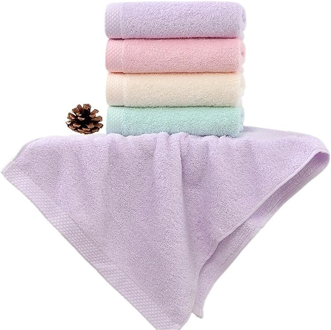 3 Pack Solid Color Cotton Towels, Bath and Face Towels Set, 32S, 92g(Beige)