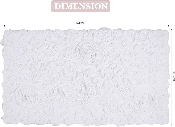 Home Weavers Bell Flower Collection 100% Cotton Tufted Bath Rugs, Extra Soft and Absorbent Bath Rugs, Non-Slip Bath Mats, Machine Washable, Bath Mats for Bathroom Floor, 24"x40" Rectangle, White