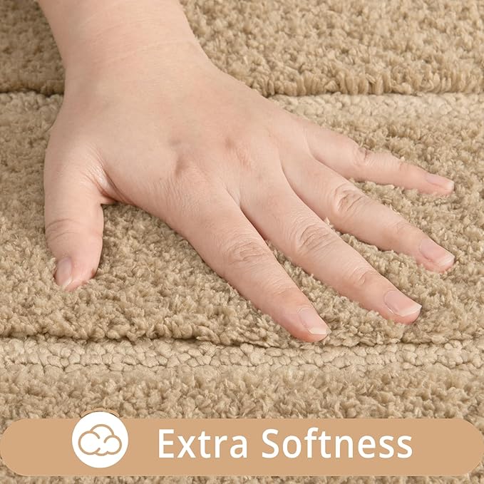 HOMORE Bathroom Runner Rug 24x60 Inch Beige Long Bathroom Runners Rugs, Soft and Absorbent Microfiber Non Slip Washable Bath Rug, Plush Bath Rugs Mat for Shower Floor