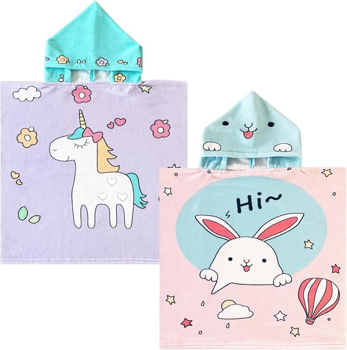 NovForth Kids Beach Towel for Boys Girls, Hooded Bath Towel Wrap, Toddler Pool Towel with Hood