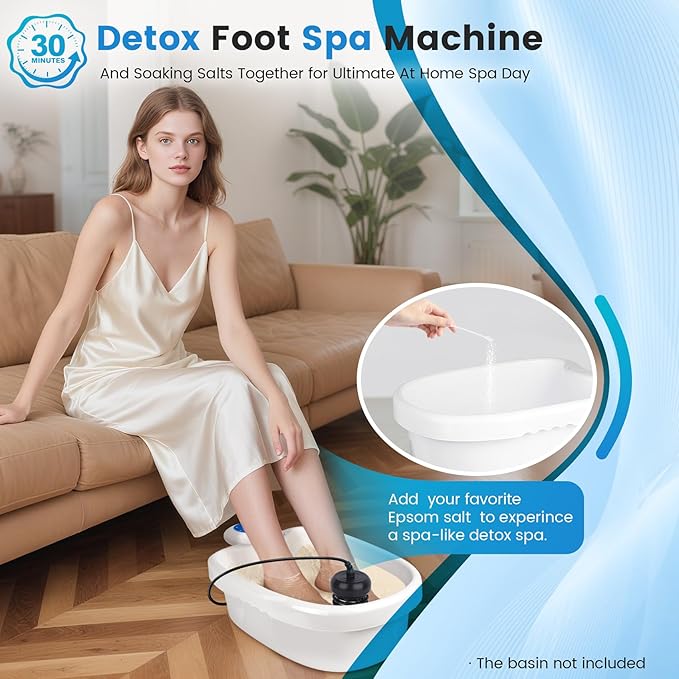 Ionic Foot Bath Detox Machine, Portable Ionic Detox Foot Bath Spa Machine Ion Cleanse Controller for Home Travel Holiday