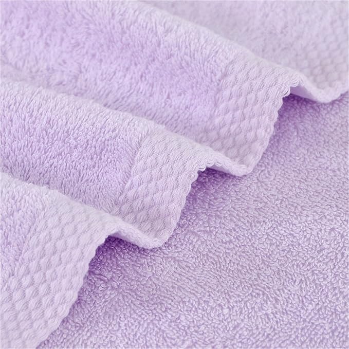 3 Pack Solid Color Cotton Towels, Bath and Face Towels Set, 32S, 92g(Pink)