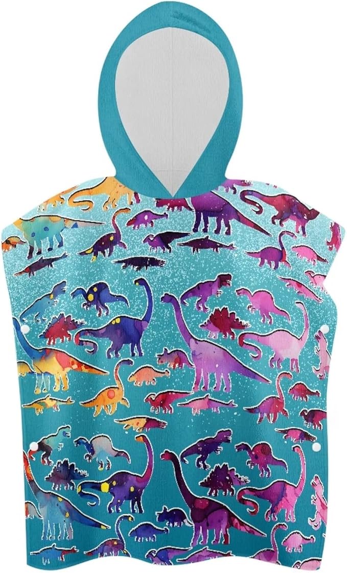 Hooded Kids Bath Towel Color Dinosaur Ultra Soft Towel Highly Absorbent Bathroom Beach Swim Supplies Toddlers Shower Decorations for Boys Girls