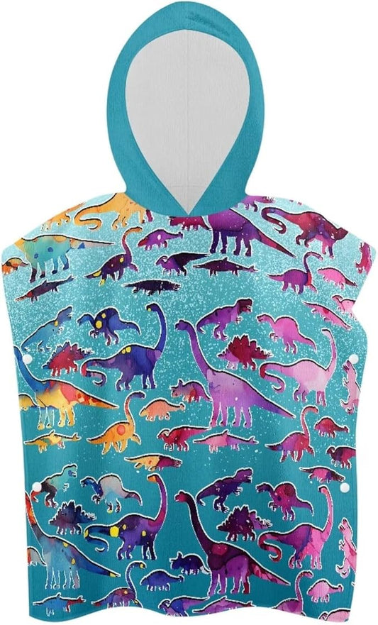 Hooded Kids Bath Towel Color Dinosaur Ultra Soft Towel Highly Absorbent Bathroom Beach Swim Supplies Toddlers Shower Decorations for Boys Girls
