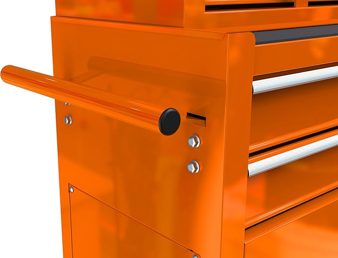 Rolling Tool Chest with Wheels Metal Tool Box on Wheels with 8 Drawers, Lockable Heavy Duty Toolbox Drawer Organizer Rolling Too Cart for Repair Shop, Garage, Orange