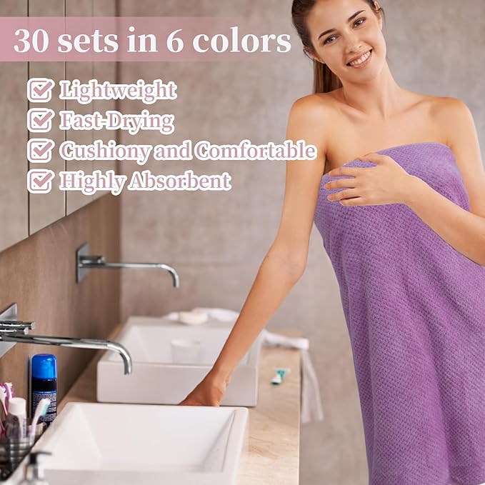 24 Pcs Towels Set 6 Bath Sheets 6 Washcloths and 12 Hand Towels, Reusable Absorbent Quick Dry Colorful Coral Velvet Towel for Shower Bath Spa Hotel Bathroom Supplies (Multicolor)