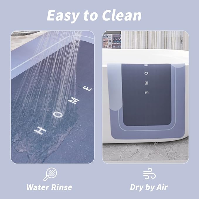 Housego Absorbent Bath Mat Magic Rug, Quick Drying Mat Magic Bath Mat Non-Slip Floor Rug Rubber Backed for Bathroom Kitchen Shower Sink, Water Absorbent (1PC, 15.7''x23.6'', Blue)