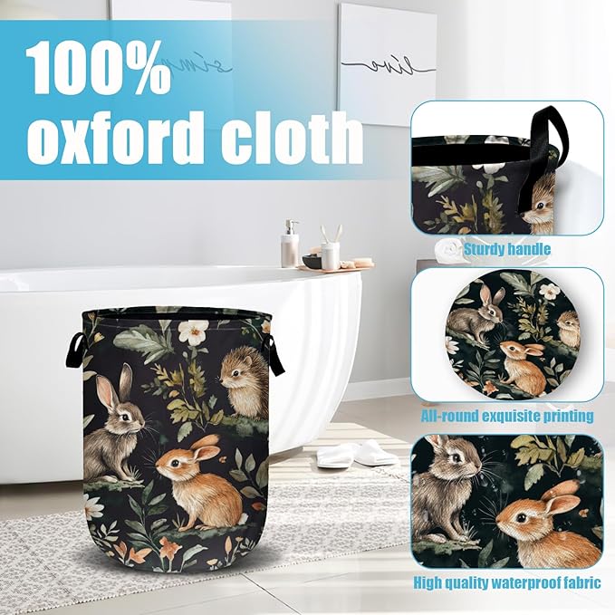 Cute Animal Laundry Basket, Laundry Hamper Collapsible Oxford Cloth with Handle Clothes Toy Storage Bin for Bathroom Laundry Room Bedroom 15.7 X 20 Inch