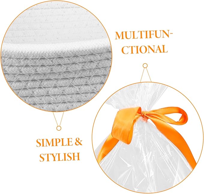 Woven Cotton Rope Storage Basket for Snacks and Toys Shape Organizer for Shower Versatile Home Cotton Efficient