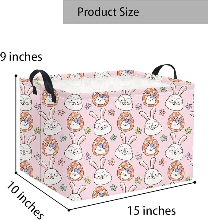 Easter Basket Bunny Pink Baby Girls Cute Kids Toy Storage Bin Organizer Shelf Book Rabbit Room Decor (Pink Rabbit)