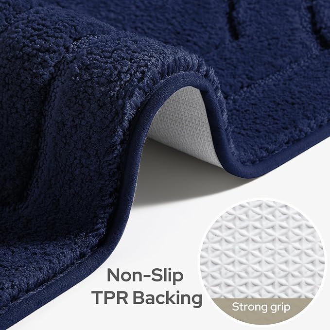 HOMEIDEAS Navy Blue Bathroom Rugs, Extra Soft and Absorbent Microfiber Plush Bath Mat with Non Slip Backing(Navy Blue)