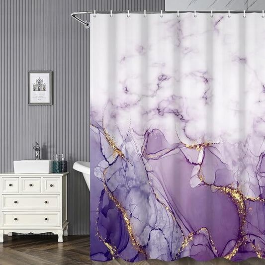 Abstract Marble Bathroom Shower Curtain Purple Gradient Watercolor Waterproof Polyester Shower Curtains Modern Luxury Artistic Aesthetic Shower Curtain with Hooks Decorative, 72x78 Inch