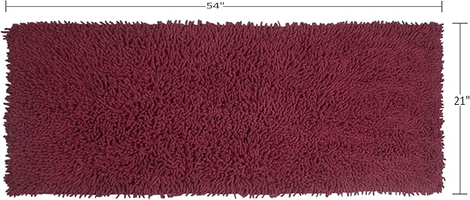 Home Weavers Fantasia Bath Rug 100% Cotton Bathroom Rugs Set, Bathroom Décor, Washable Rug, Extra Soft and Absorbent Bath Rug, Kitchen Mat, Bath Mat Set, Bath Floor Mat Non Slip, 21"x54" Runner, Red