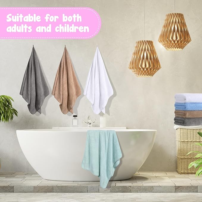 16 Pack Microfiber Bath Towels Bulk 27'' x 60'' Oversized Size Bath Towel Highly Absorbent Extra Large Soft Drying for Shower Beach Winter Salon Sport Gym Party (Lattice,Pastel)