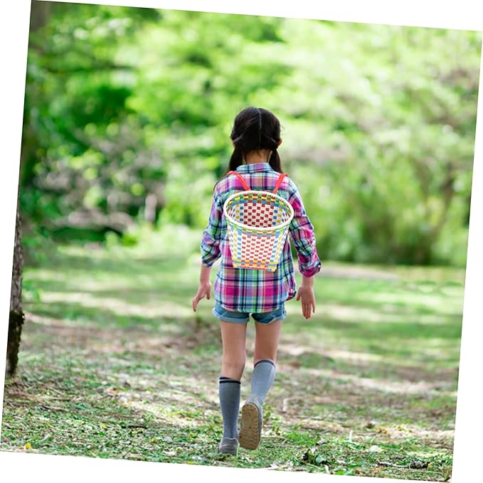 1pc Small Baskets for Boys and Girls Pack Basket Woven Knapsack Random Color