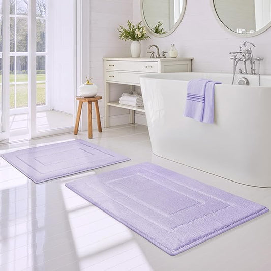 GRANNY SAYS Bathroom Rugs Sets 2 Piece,Soft Bath Mats for Bathroom, Bath Rugs Non Slip Washable, Absorbent Bath Rug for Tub,Shower and Toilet, Bath Mat Set (Lilac, 20" x 32" + 16" x 24")