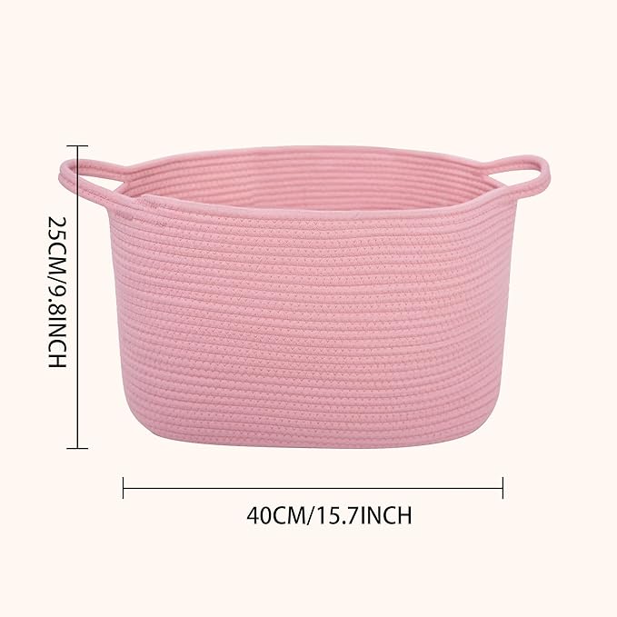 Laundry Baskets Woven Cotton Rope Laundry Hamper with Handles for Decor Storage of Dirty Clothes,Toys and Blankets in Bathroom,Baby Room and Living Room