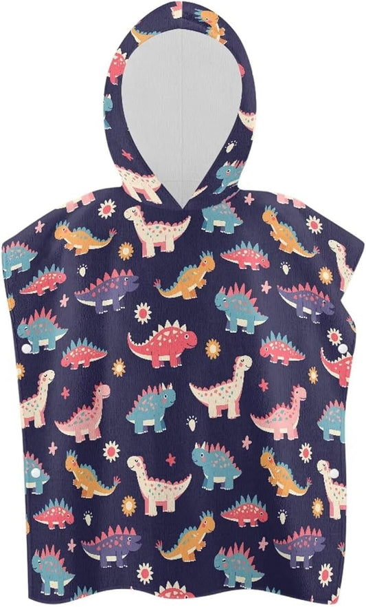 Hooded Beach Towel for Kids Golf Large Towel Wrap Ultra Absorbent Natural Baby Stuff Baby Bath Shower Decorations for Boys Girls-Cute Dinosaurs