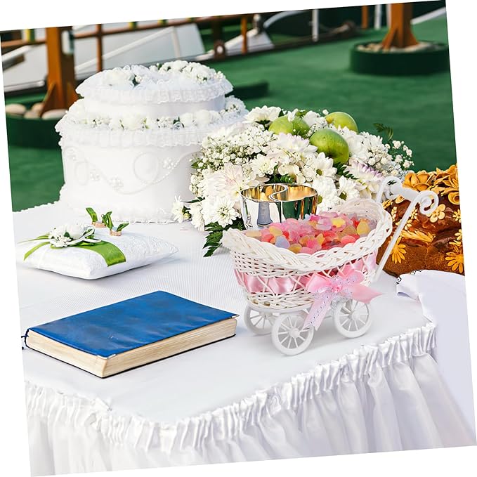 Cute Home Decor Multi-functional Candy Basket Rattan Cart Shape for Boys and Girls Baby Shower Favors