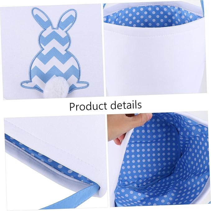 1Pc Theme Bunny Basket with Plush Tail Cute Cartoon Rabbit Candy Storage Holder for Treats Festival Basket