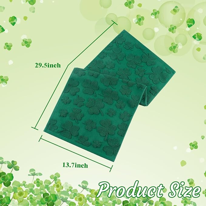 2 Pack St. Patrick's Day Hand Towels Kitchen Dish Towels Green Clover Shamrocks 100% Cotton Soft Absorbent Decorative Bathroom Towels Set for Drying, Cleaning, Cooking, 13.7'' x 29.5''