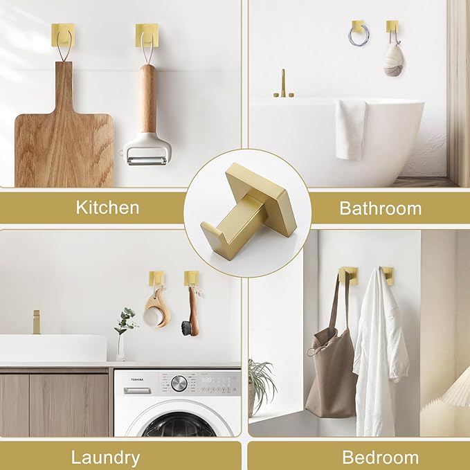 5-Piece Bathroom Hardware Set Brushed Gold Bathroom Hardware Accessories Set Upgraded Toilet Paper Holder with Shelf Towel Holder Set for Bathroom Stainless Steel Wall Mounted