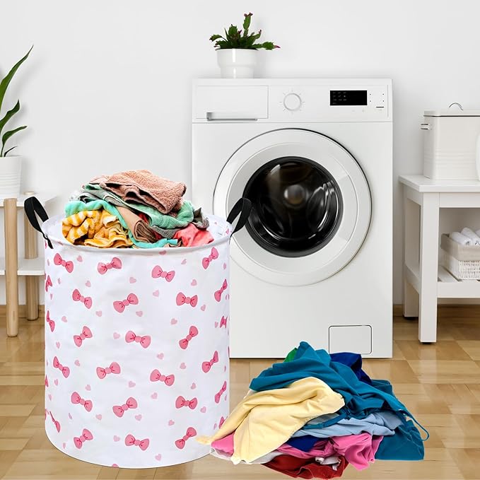 19.7" Round Kids Laundry Basket Gift Basket Storage Laundry Hamper Laundry Basket Baby Toys Nursery Bin with Handles,Storage Basket for Kids Room Bedroom Decor
