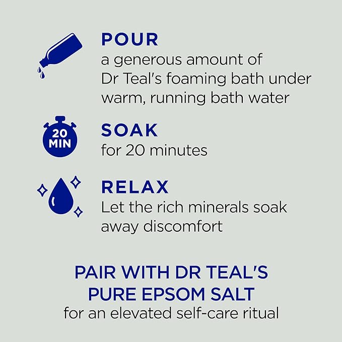 Dr Teal's Foaming Bath with Pure Epsom Salt, Cannabis Sativa Hemp Seed Oil, 34 fl oz (Pack of 2)