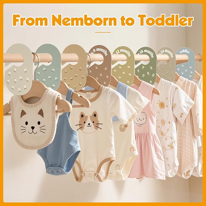 WSICSE Baby Closet Divider,Double-Sided Baby Clothes Dividers for Closet Baby Girl Nursery Decor for Sorting 8 Designs from Newborn to 24 Month (Flowers)