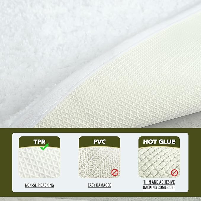 HOMORE White Bathroom Rug Set 2 Piece,Soft Absorbent Bath Mats Set,Machine Washable Bath Rug Sets for Bathroom Non Slip,(21"x34"+21"x21") Plush Shaggy U Shape Contour Toilet