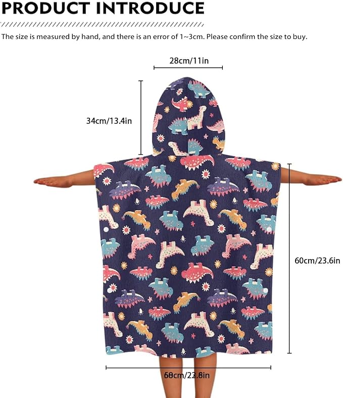Hooded Beach Towel for Kids Golf Large Towel Wrap Ultra Absorbent Natural Baby Stuff Baby Bath Shower Decorations for Boys Girls-Cute Dinosaurs