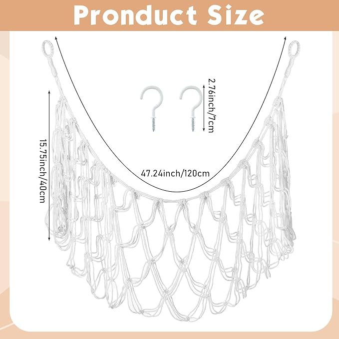 Photect 1 PC Wall Blanket Holder Large Plush Net Wall Mounted Blanket Storage Hanging Toy Hammock Organizer for Living Bedroom Huge Capacity