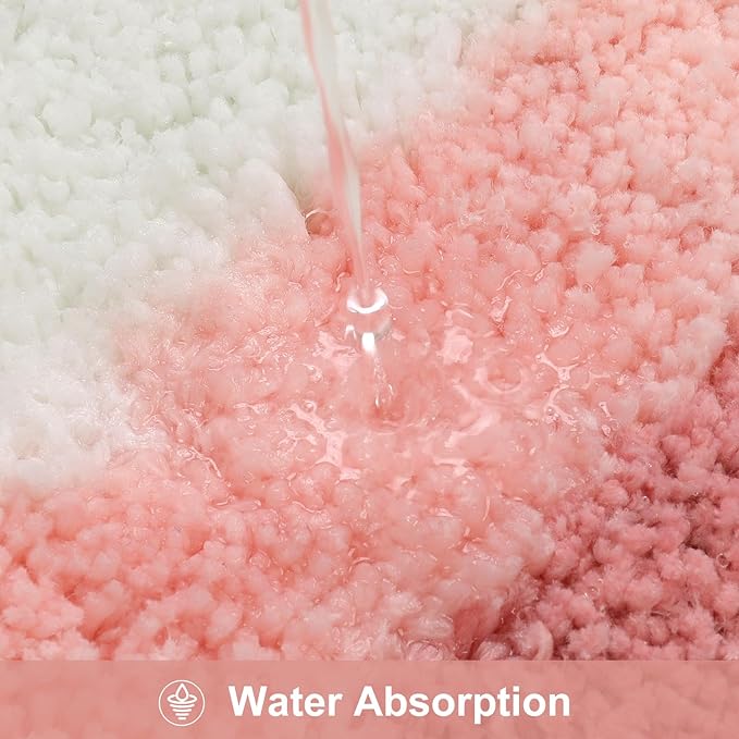 HAOCOO Pink Bathroom Rugs Washable, 18x25 inch Soft Non Slip Funny Bathroom Decor Cute Bath Mat, Luxury Soft Microfiber Absorbent Bathmat Floor Carpet for Shower Tub Bedroom