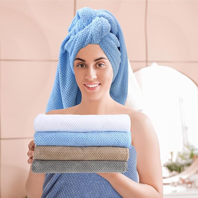 16 Pack Microfiber Bath Towels Bulk 27'' x 60'' Oversized Size Bath Towel Highly Absorbent Extra Large Soft Drying for Shower Beach Winter Salon Sport Gym Party (Lattice,Pastel)