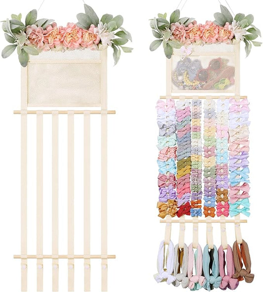 POVETIRE Headband Holder Hair Bows Organizer for Girls, Hair Accessories Display Storage Wall Hanging Decor for Baby Nursery Toddler Girls Room