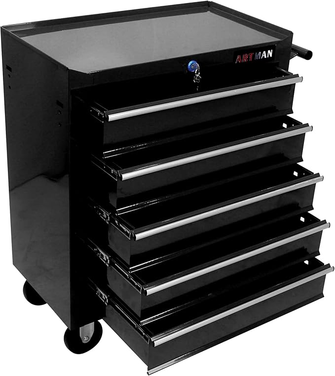 5 Drawers Rolling Tool Chest Cart ,24.2*12.9*29.9"Tool Storage Cabinet With 4 Wheels.Portable Tool Cabinet Trolley With Locking System and Drawer Liners.Tool Storage Cart for Garage,Workshop