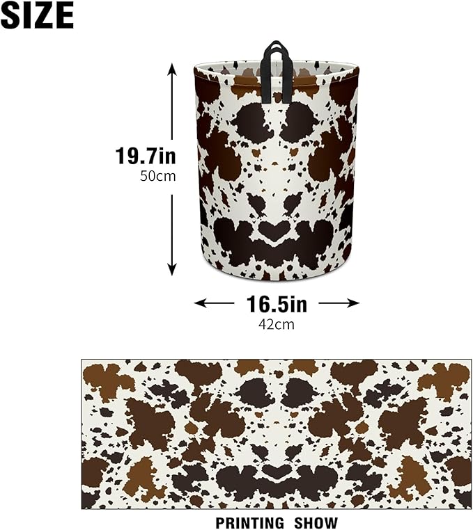 Cows Skin Brown Print Baby Laundry Hamper,Laundry Basket,Waterproof Storage Bin for Bedroom,Clothes Organizer Basket,Toys Box,Room Decor